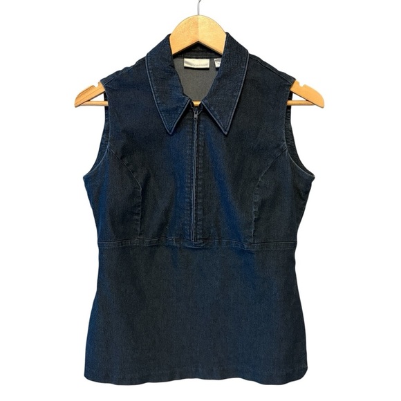 Halogen Denim Sleeveless Top & Skirt with Zipper Accent, Womens size Medium & 8 - Picture 5 of 11